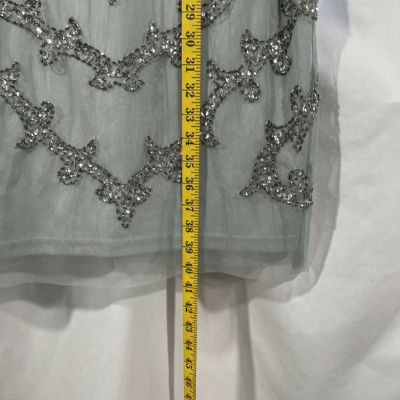 NWT Adrianna Papell‎ [ 8 ] Sequined Beaded Sheath Dress in Frosted Sage - Picture 6 of 12